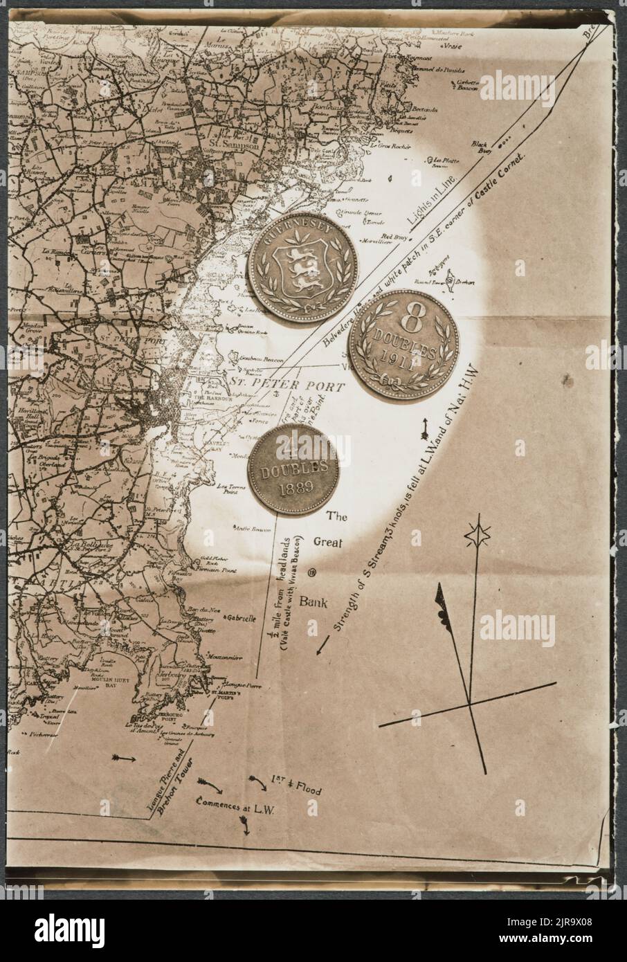Mappa di Guernsey, 1930s, Guernsey, di Eric Lee-Johnson. Foto Stock