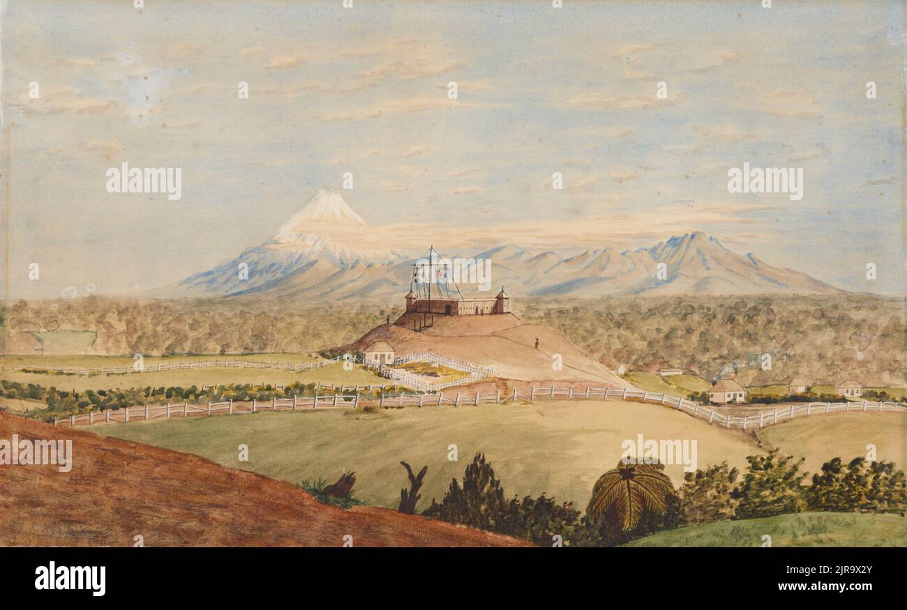 La Omata Stockade, circa 1864, Taranaki, di Henry Rawson. Foto Stock