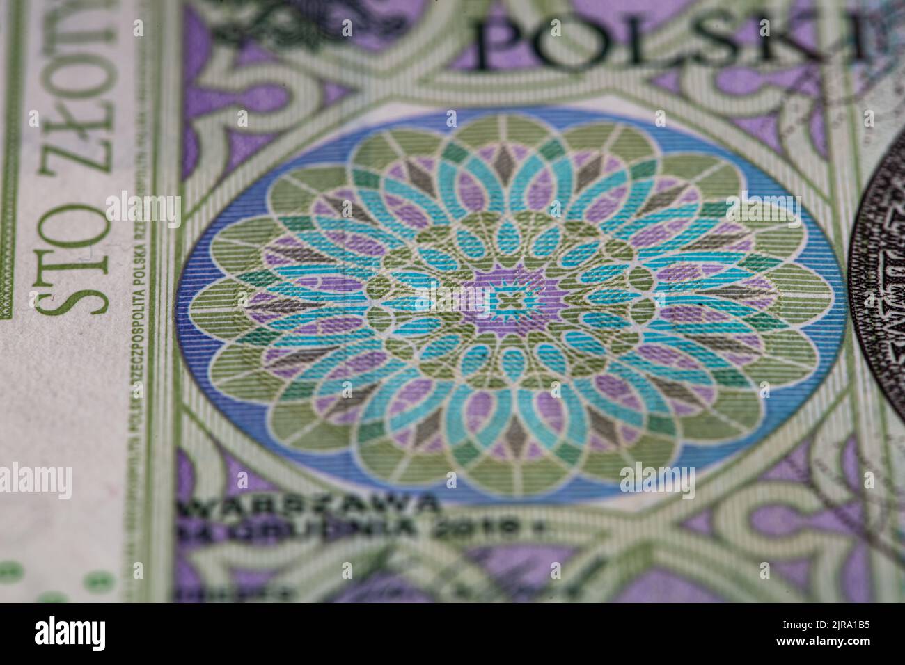 100 banconota zloty lucidata per il design Foto Stock