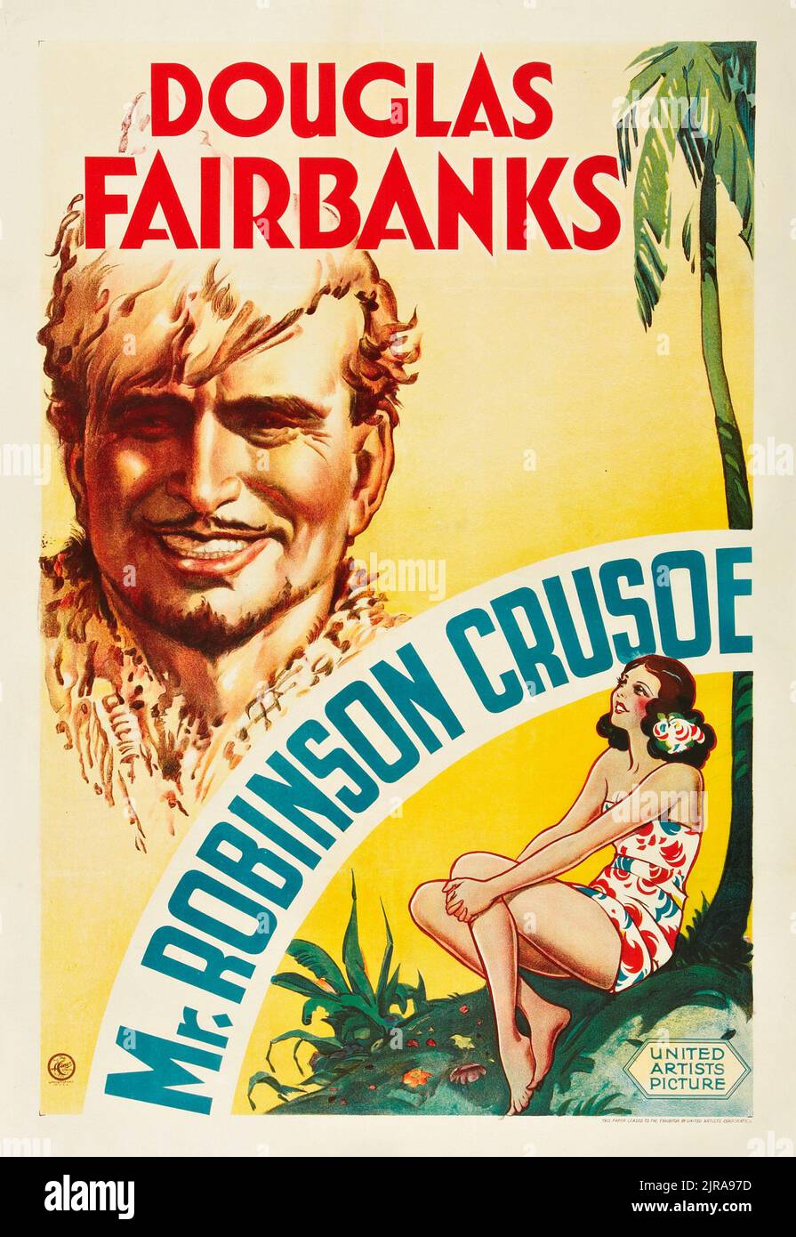 Douglas Fairbanks - MR. Robinson Crusoe (United Artists, 1932) - poster di film d'epoca Foto Stock