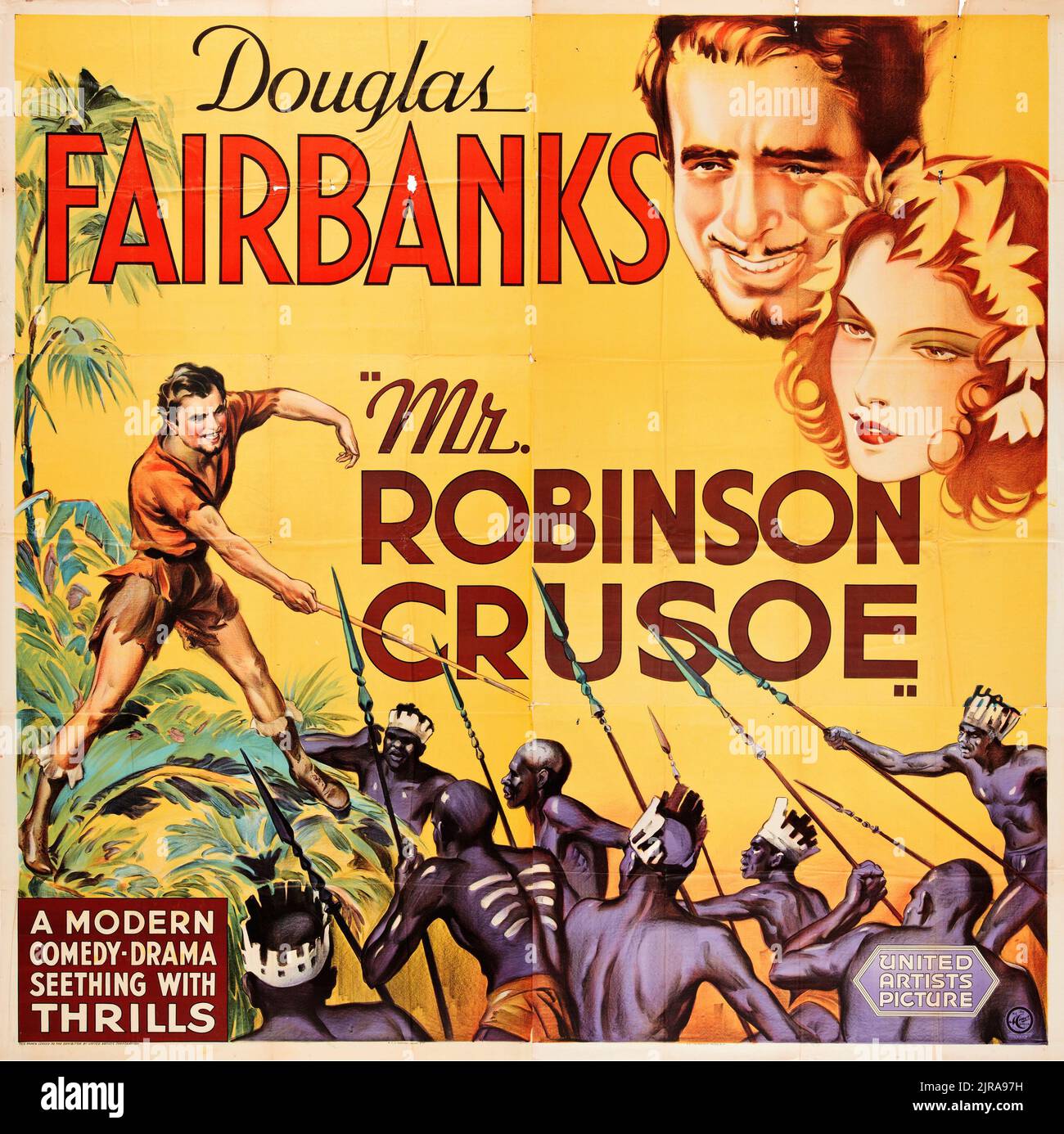 Douglas Fairbanks - MR. Robinson Crusoe (United Artists, 1932) - poster di film d'epoca Foto Stock