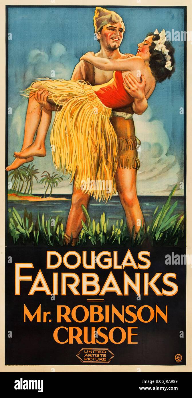 Robinson Crusoe (United Artists, 1932). Douglas Fairbanks - poster di film d'epoca Foto Stock