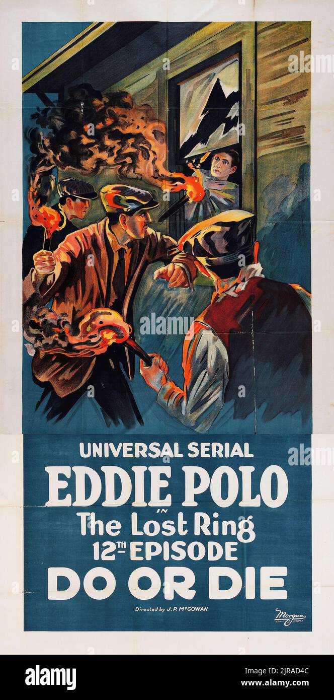 Eddie Polo - Do or Die (Universal, 1921). Poster del film d'epoca episodio 12 - "The Lost Ring". Foto Stock