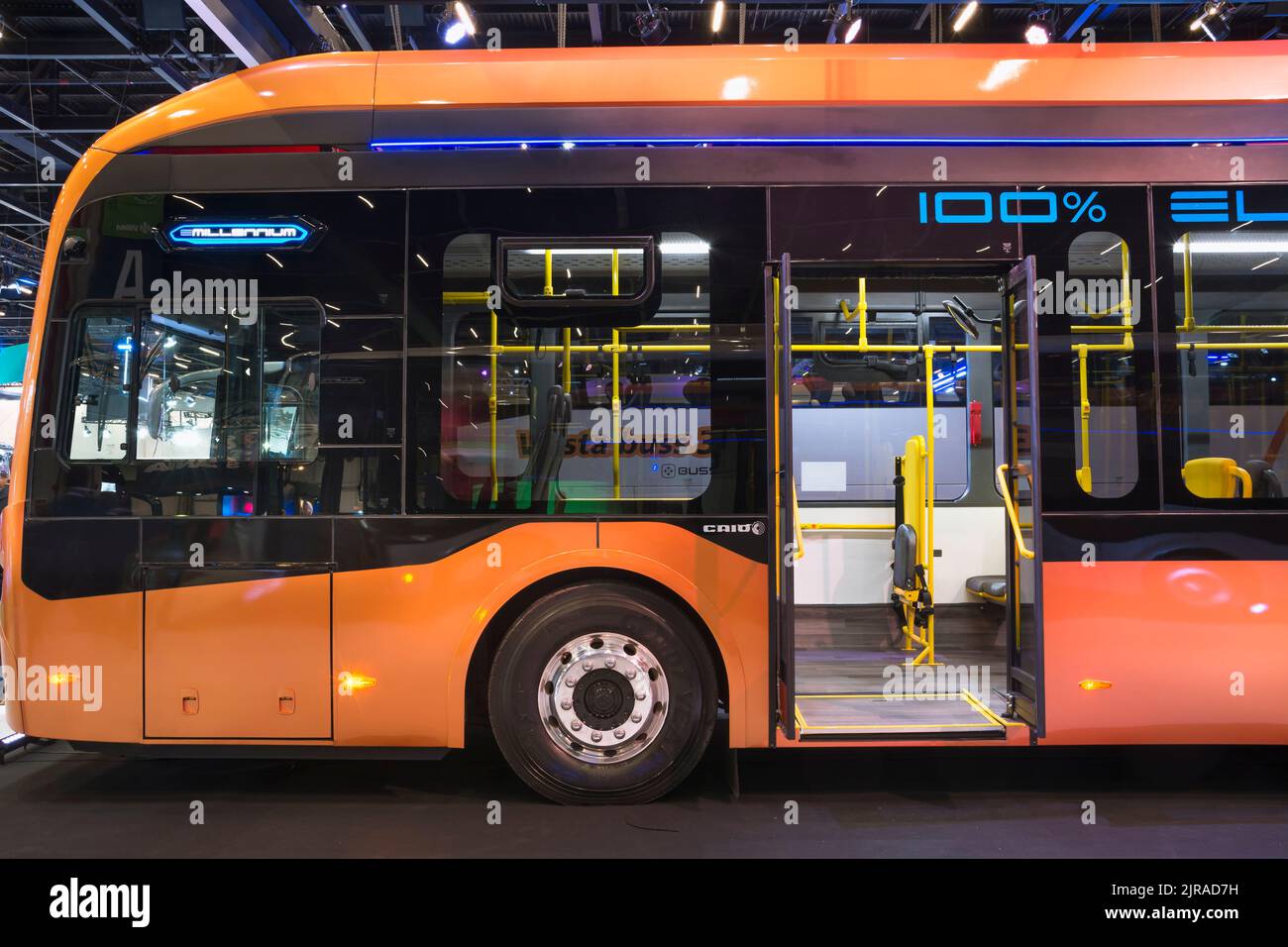 Bus elettrico Caio eMillenium in mostra alla LAT.BUS 2022 esposizione, che si svolge nella città di São Paolo. Foto Stock
