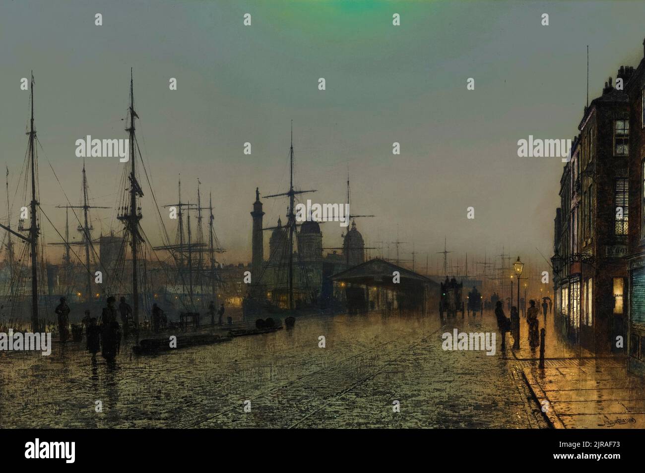 John Atkinson Grimshaw pittura, Hull Docks di notte, olio su tela, 1871-1893 Foto Stock