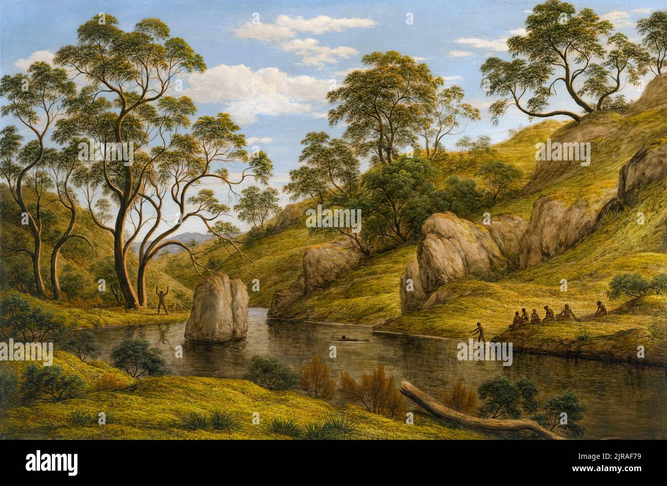 John Glover, il bagno di Diana, Van Diemen’s Land, pittura di paesaggio in olio su tela, 1837 Foto Stock