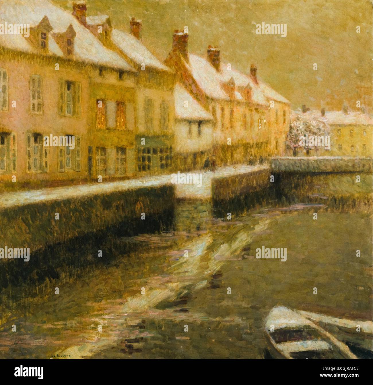 Dipinto di Henri le Sidaner, canale di Bruges, Inverno, olio su tela, 1899 Foto Stock
