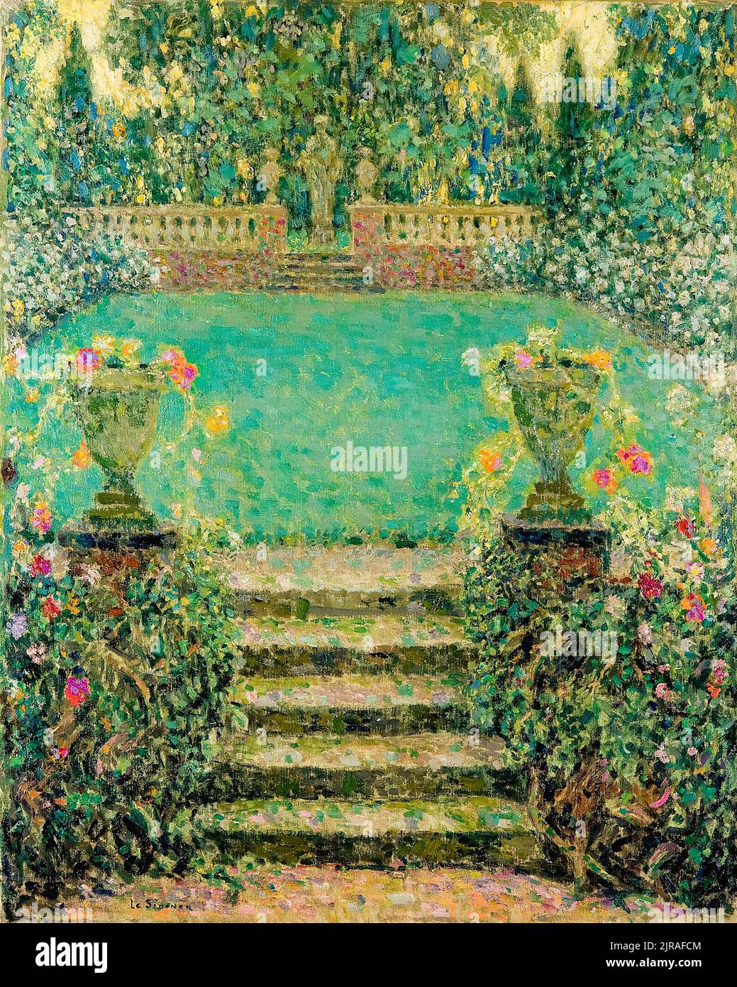 Henri le Sidaner, Les Marches Du Jardin, Gerberoy (la scalinata del Giardino), pittura in olio su tela, 1931 Foto Stock
