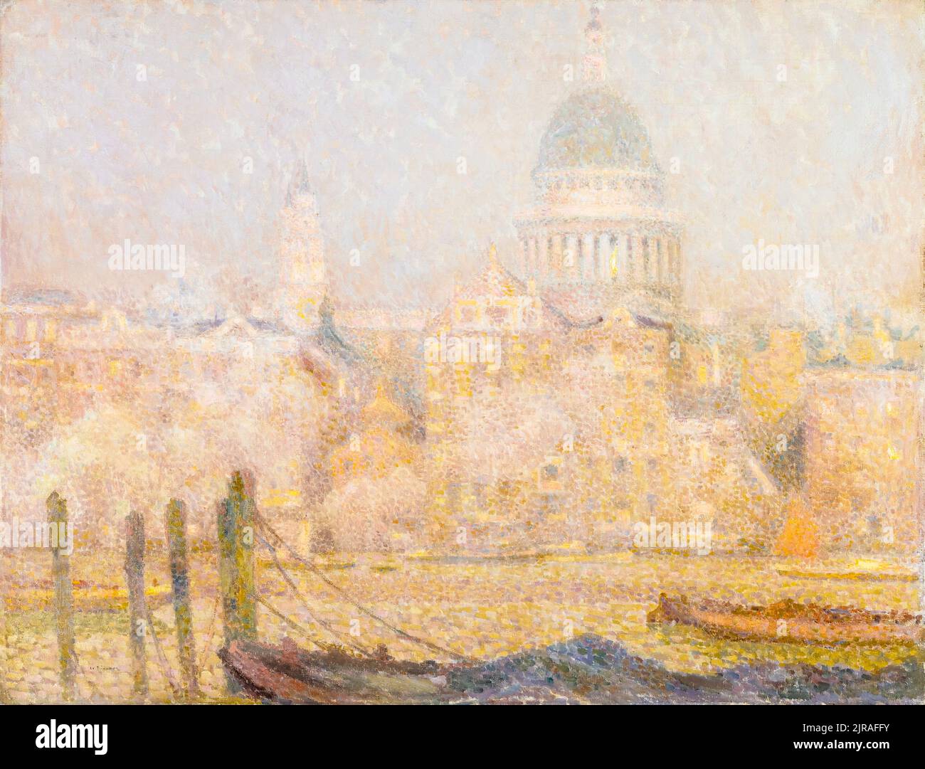 San Paolo dal fiume: Sole del mattino in inverno, dipinto ad olio su tela di Henri le Sidaner, 1906-1907 Foto Stock