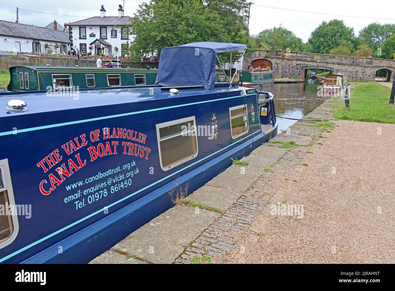 Vale of Llangollen Canal Boat Trust Barge, Trevor, Llangollen, Galles, Regno Unito, LL20 7TP Foto Stock