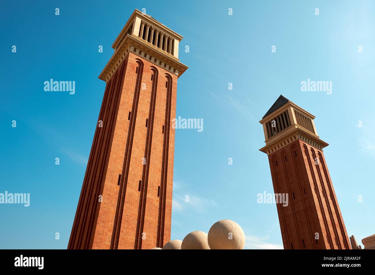 Le Torri Veneziane di Barcellona Foto Stock