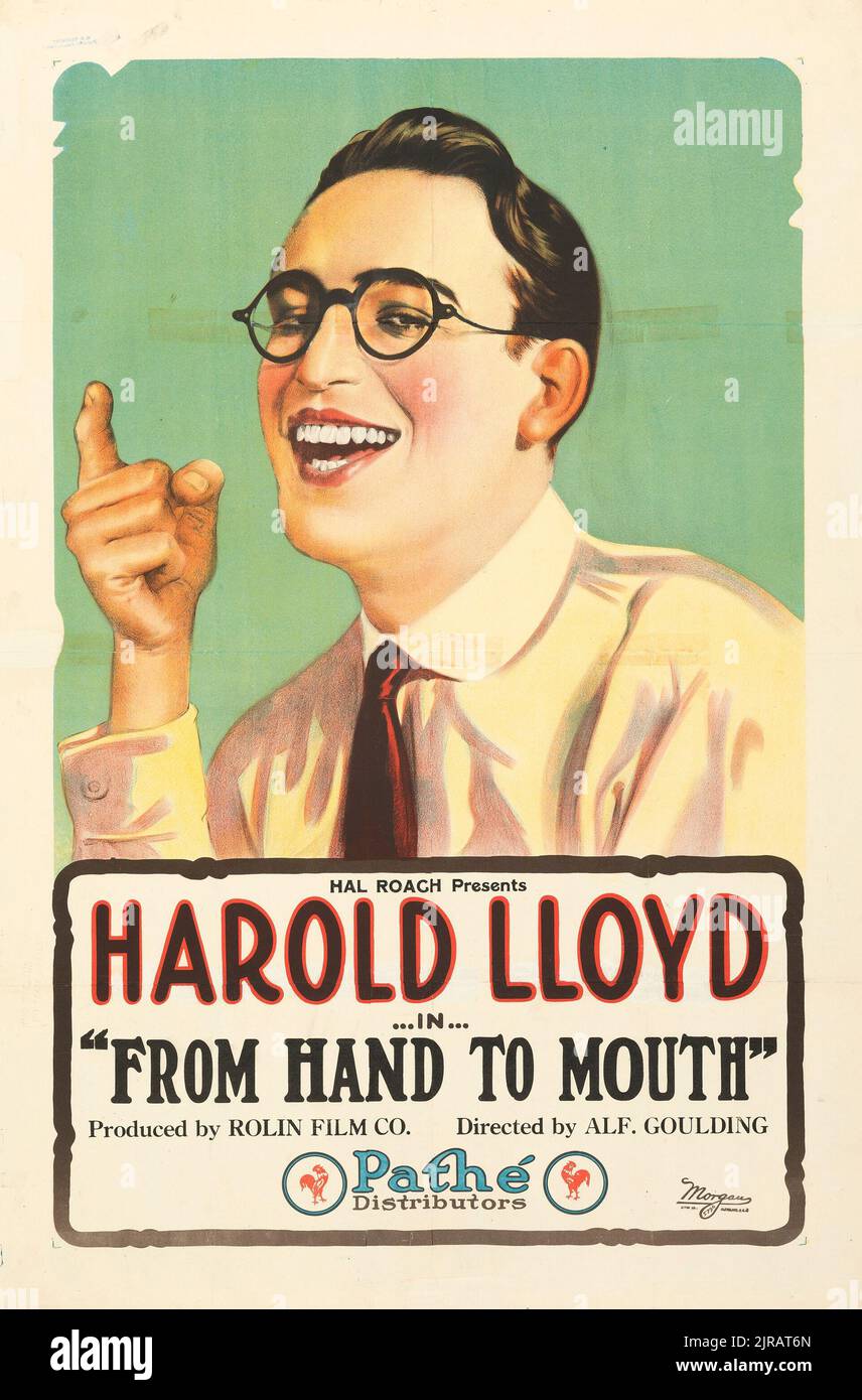 Harold Lloyd - dalla mano alla bocca (Pathé, 1919) poster di film d'epoca Foto Stock