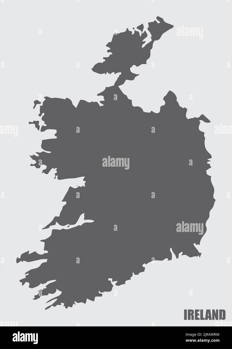 Silhouette della mappa irlandese isolata su sfondo grigio Illustrazione Vettoriale