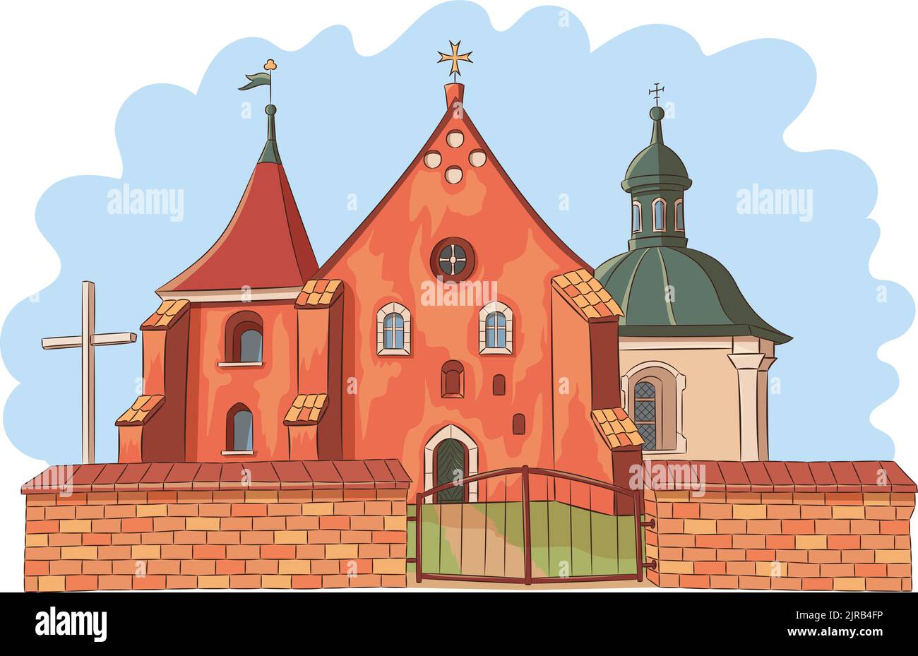 Chiesa di San Giovanni di Gerusalemme fuori dalle mura. Illustrazione vettoriale. Poznan. Polonia. Illustrazione Vettoriale