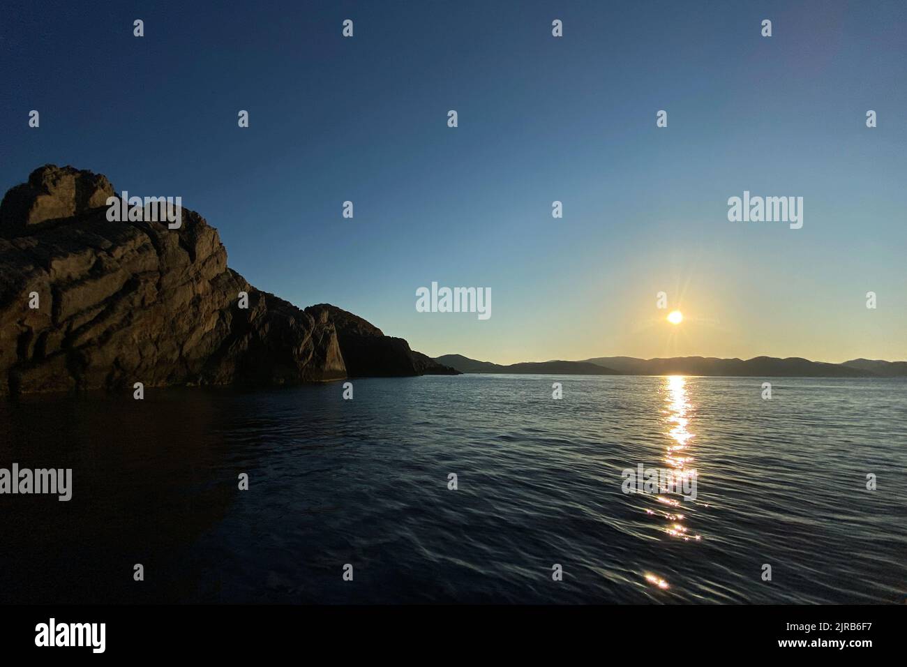 Tramonto sul mar mediterraneo a Ibiza Foto Stock