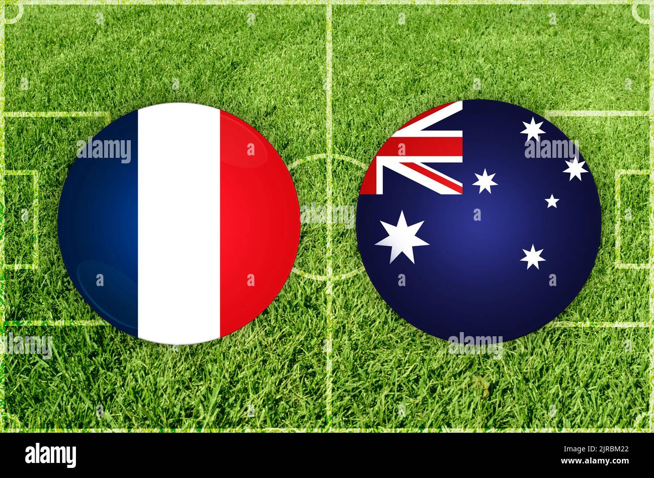 Illustrazione per la partita di calcio in Francia vs Australia Foto Stock