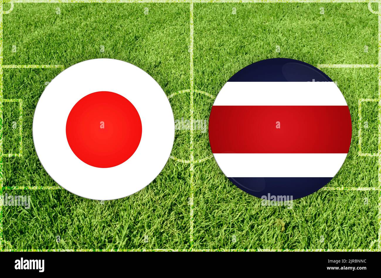 Illustrazione per la partita di calcio Giappone vs Costa Rica Foto Stock