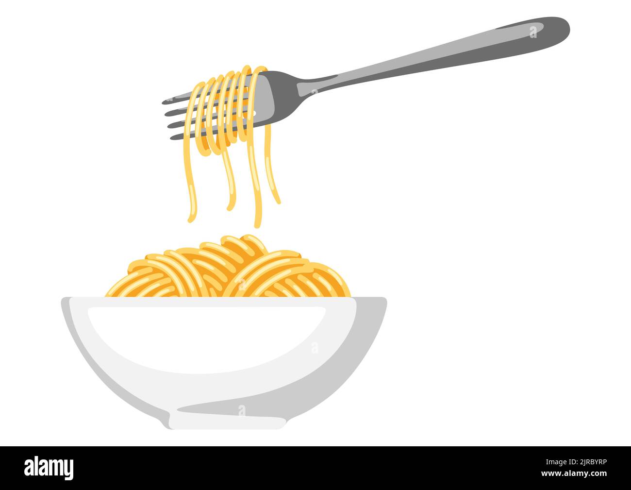 Illustrazione degli spaghetti di pasta italiana. Immagine culinaria per menu di ristoranti. Illustrazione Vettoriale