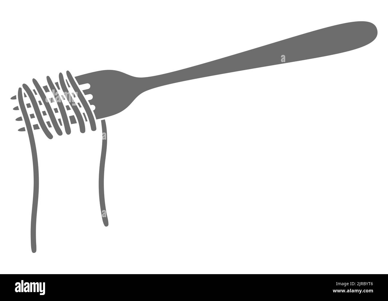 Illustrazione degli spaghetti di pasta italiana sulla forchetta. Immagine culinaria per menu di ristoranti. Illustrazione Vettoriale