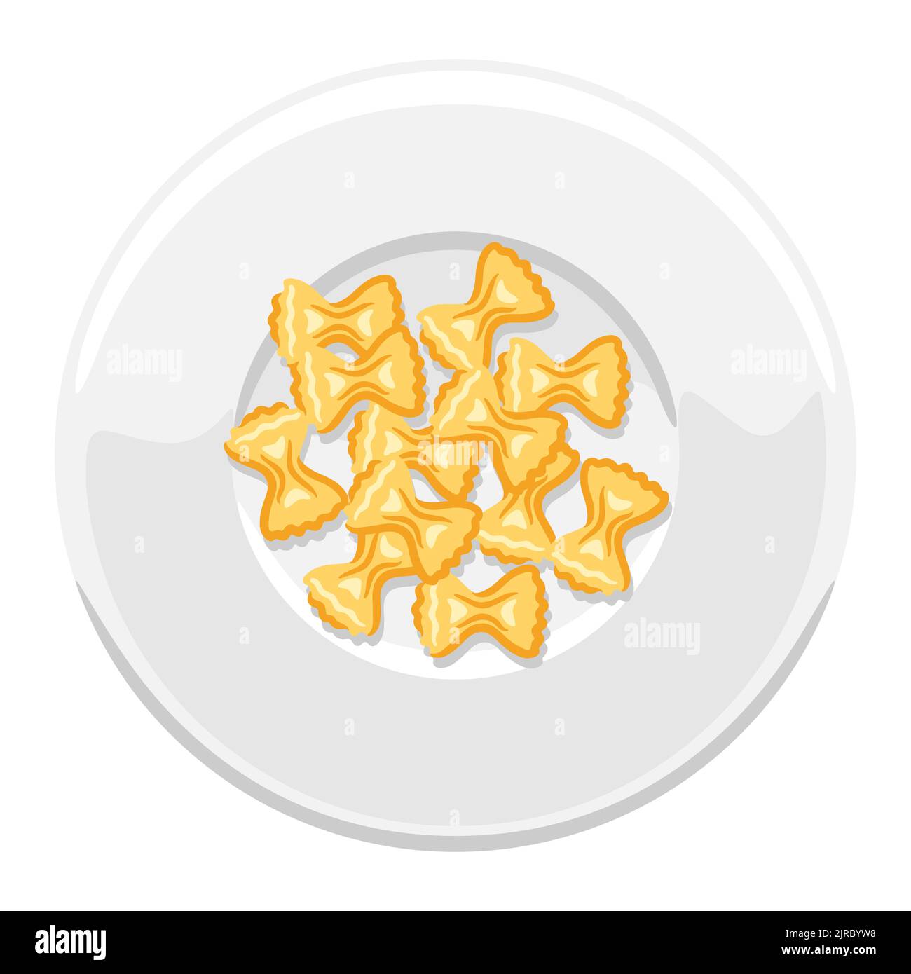 Illustrazione della farfalle di pasta italiana sul piatto. Immagine culinaria per menu e ristoranti. Illustrazione Vettoriale