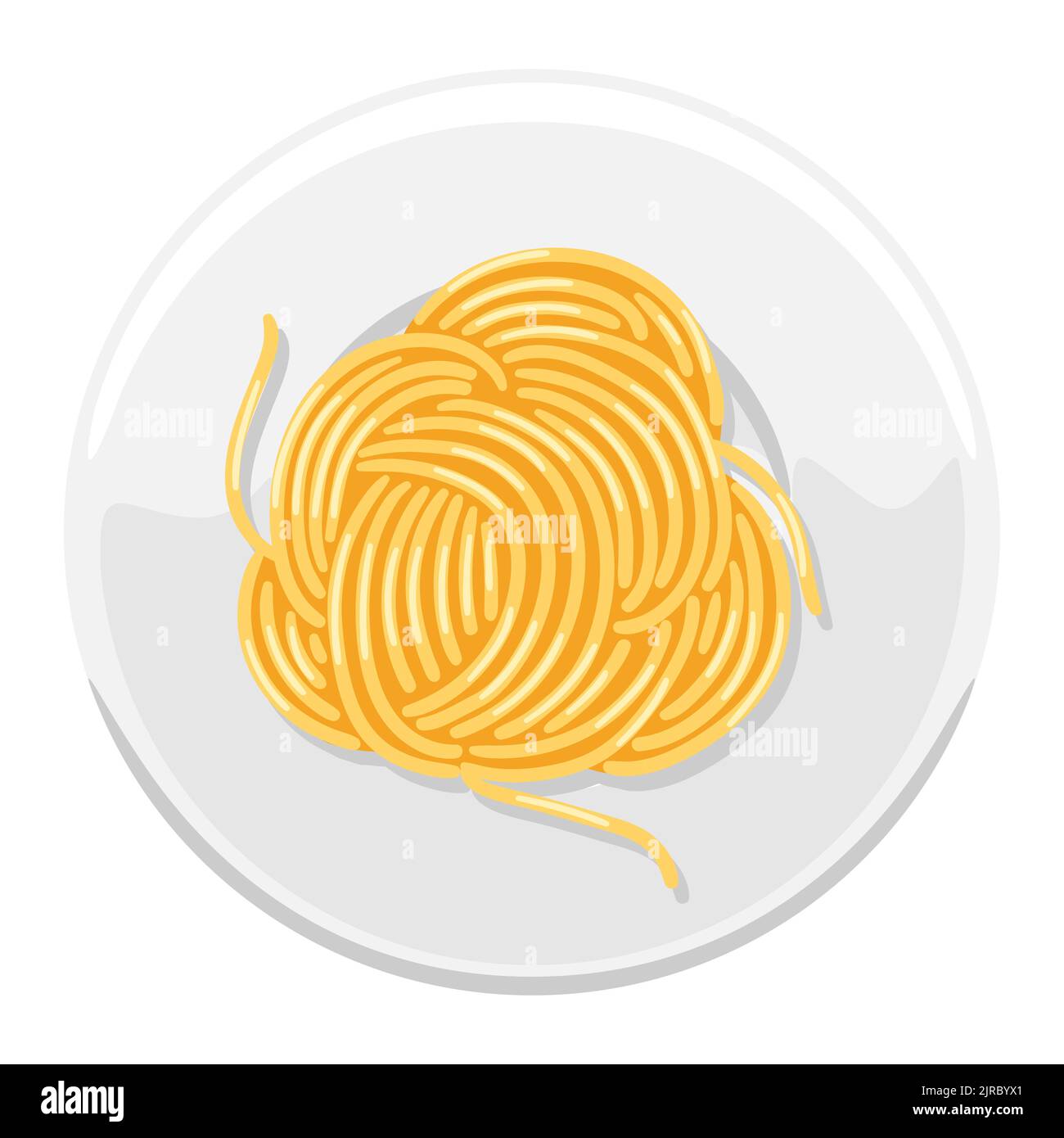 Illustrazione degli spaghetti di pasta italiana sul piatto. Immagine culinaria per menu e ristoranti. Illustrazione Vettoriale