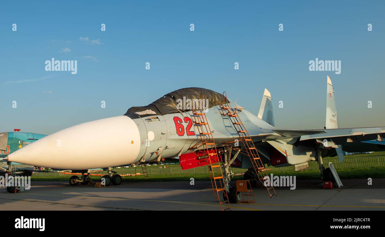 30 agosto 2019, regione di Mosca, Russia. Russo Sukhoi su-30sm combattente multirole Foto Stock