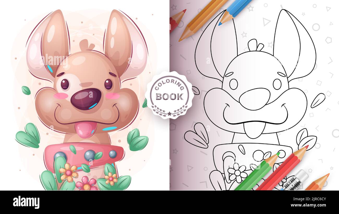 Bambino divertente cane - pagina da colorare Illustrazione Vettoriale