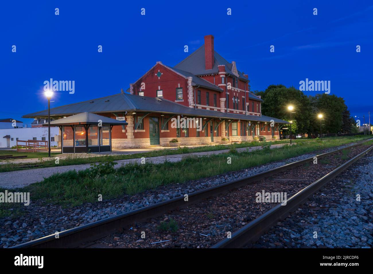 La storica stazione ferroviaria CN Rail di Dauphin, Manitoba, Canada. Foto Stock