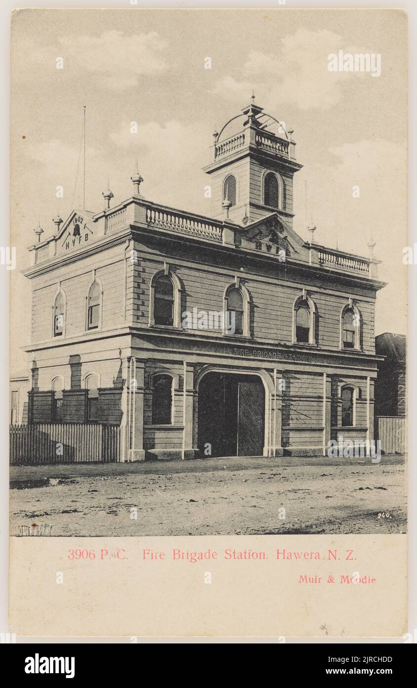 Stazione dei vigili del fuoco, Hawera, Nuova Zelanda, 1904-1915, Hāwera, Di Muir & Moodie. Foto Stock