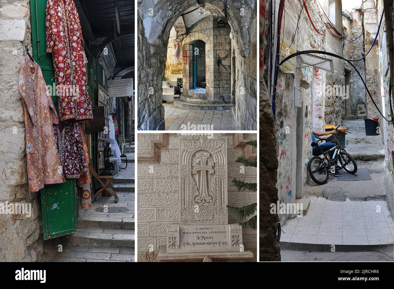 La via dolorosa è una via di Gerusalemme che corrisponde al sentiero lungo il quale Gesù, portando la croce, fu portato al luogo della sua crocifissione. Foto Stock