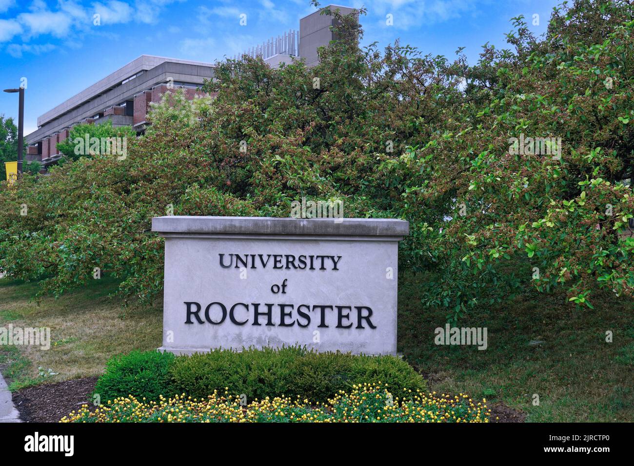 Rochester, New York state - il campus dell'Università di Rochester, un'istituzione di ricerca molto apprezzata con un mix di arco moderno e tradizionale Foto Stock