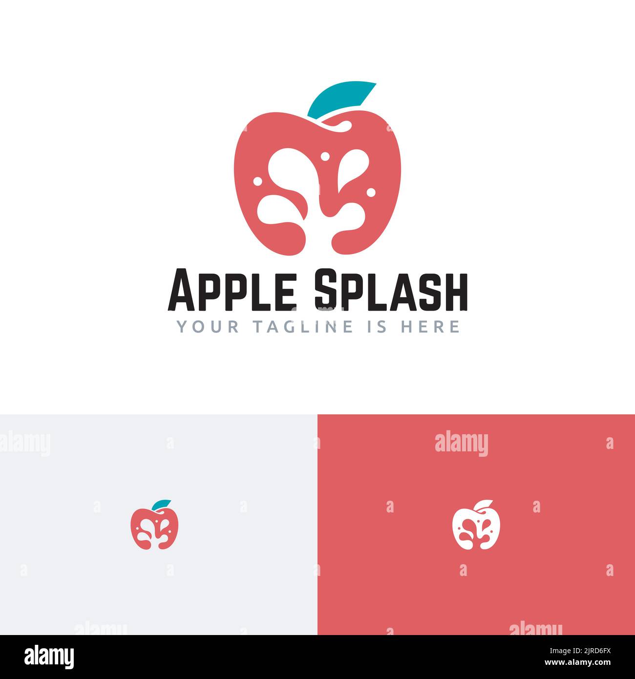 Logo di succo di frutta fresca naturale di Apple Splash Illustrazione Vettoriale