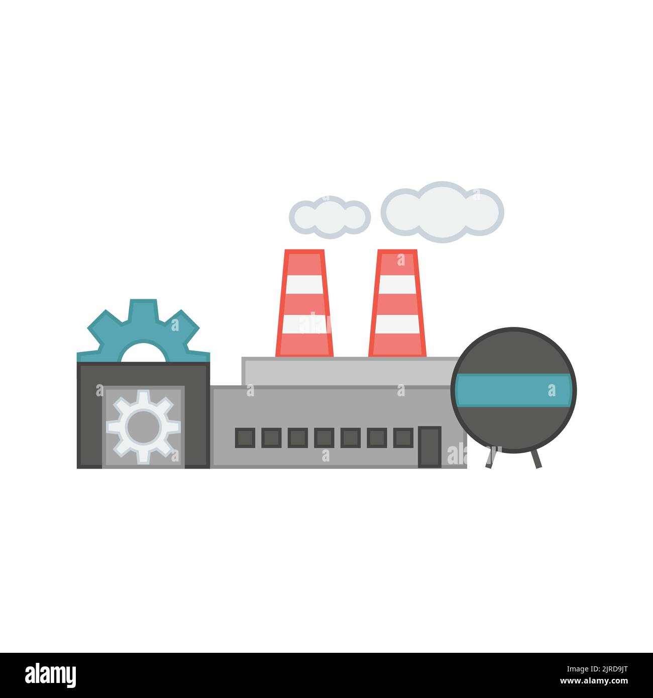 Icona fabbrica di edifici industriali. Concetto di inquinamento atmosferico. Illustrazione vettoriale Illustrazione Vettoriale