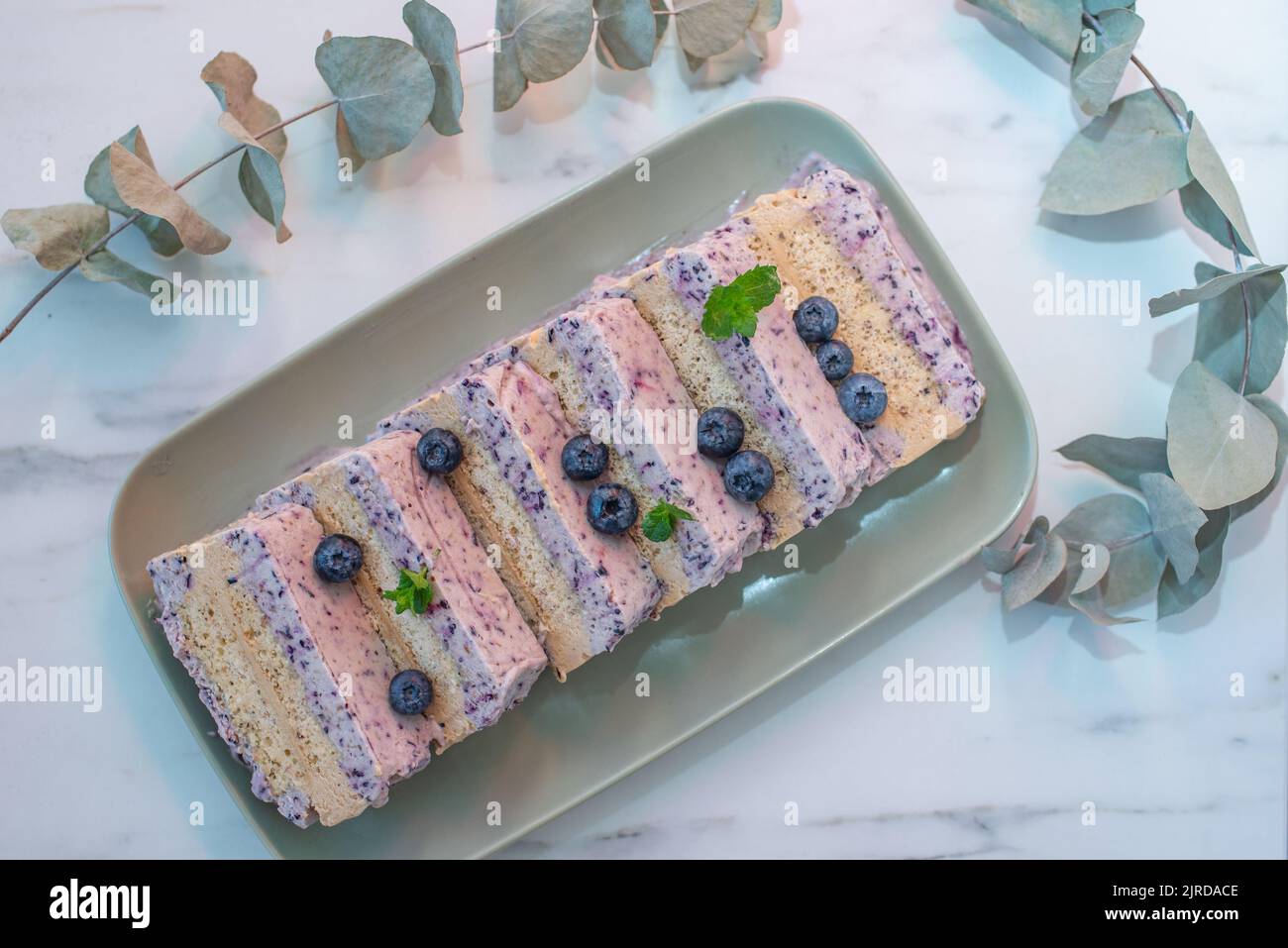 gelato al mirtillo parfait, Foto Stock