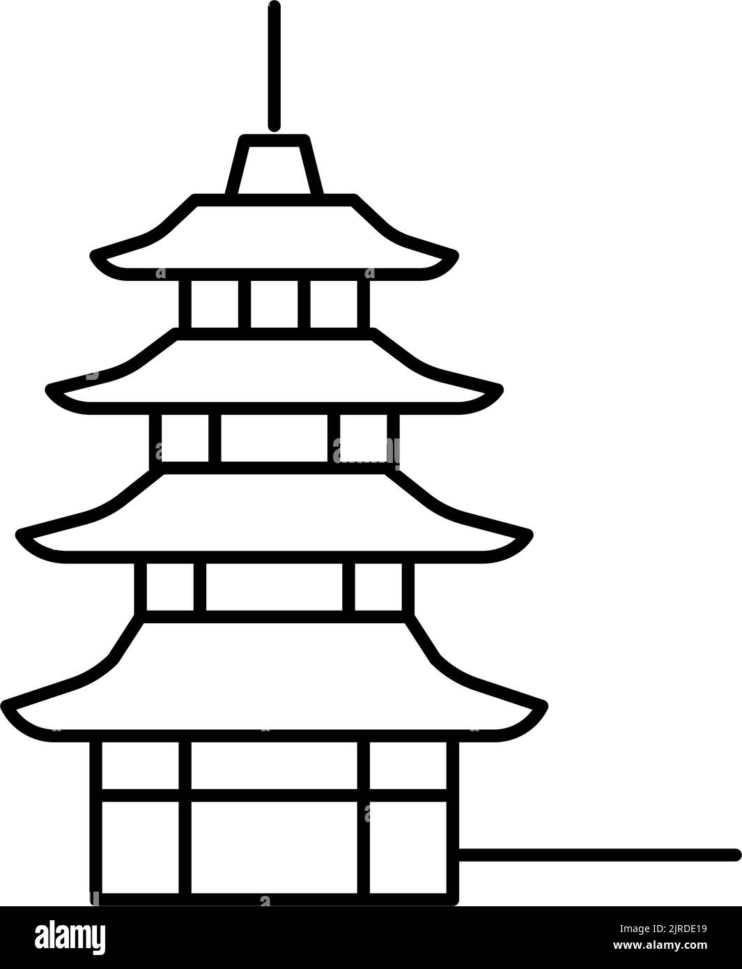 immagine vettoriale dell'icona della linea di costruzione della pagoda asia Illustrazione Vettoriale
