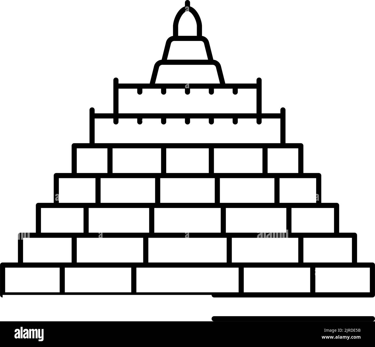 illustrazione vettoriale dell'icona della linea edilizia asiatica borobudur Illustrazione Vettoriale