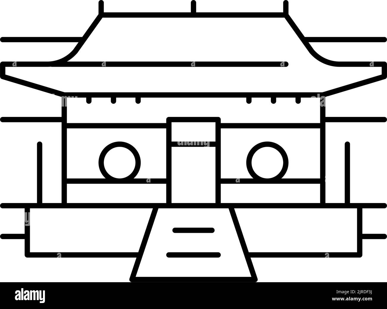 shaolin monastery linea icona vettore illustrazione Illustrazione Vettoriale