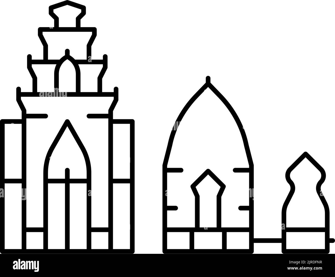 illustrazione vettoriale dell'icona della linea di po nagar delle torri Illustrazione Vettoriale