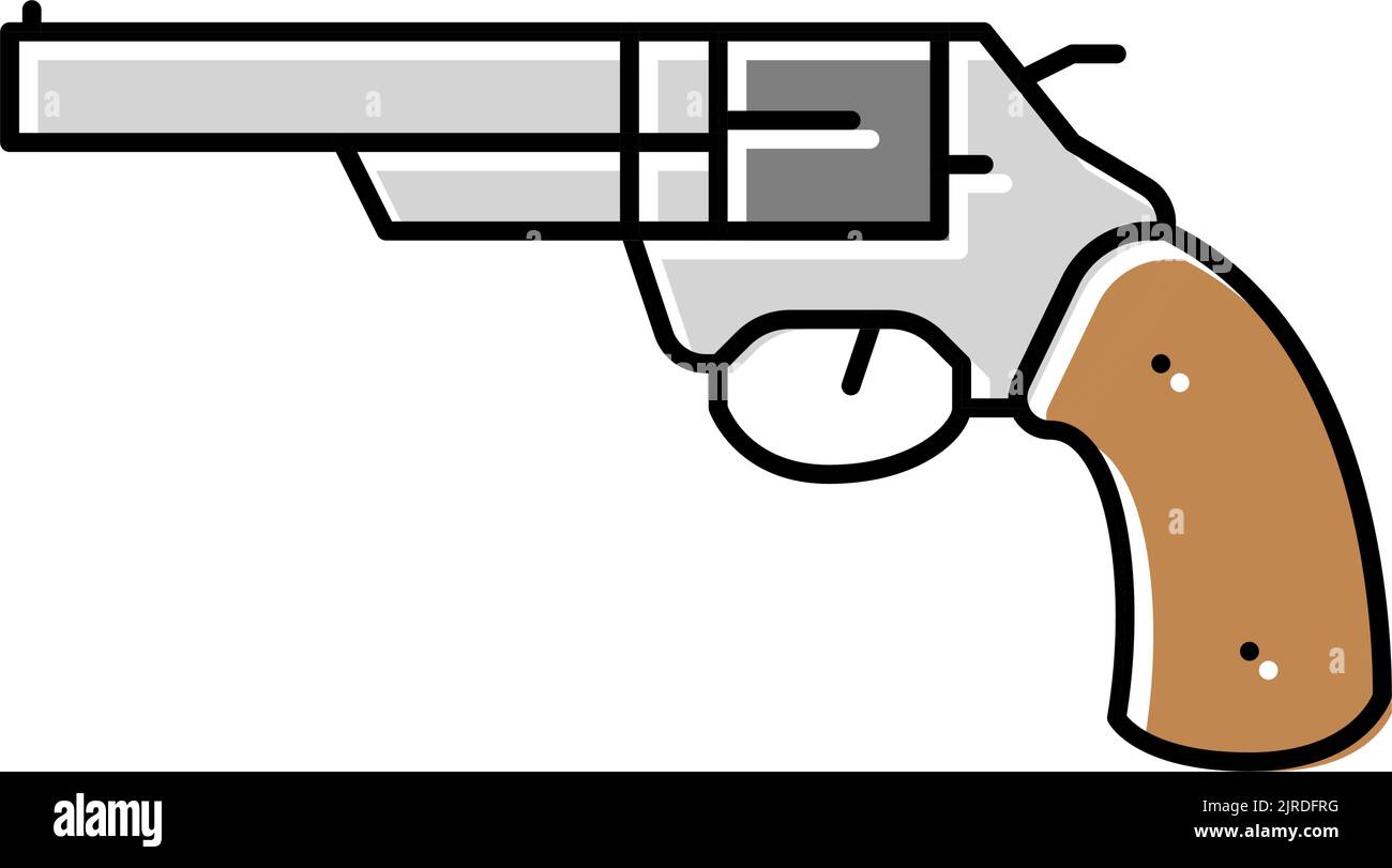 illustrazione vettoriale dell'icona del colore del revolver della pistola Illustrazione Vettoriale
