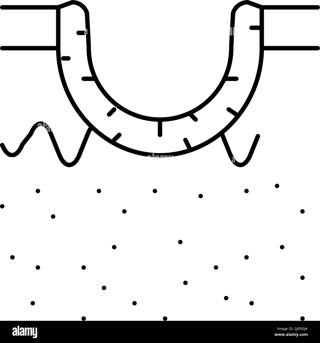 illustrazione vettoriale dell'icona della linea della cicatrice dell'acne rotolante Illustrazione Vettoriale