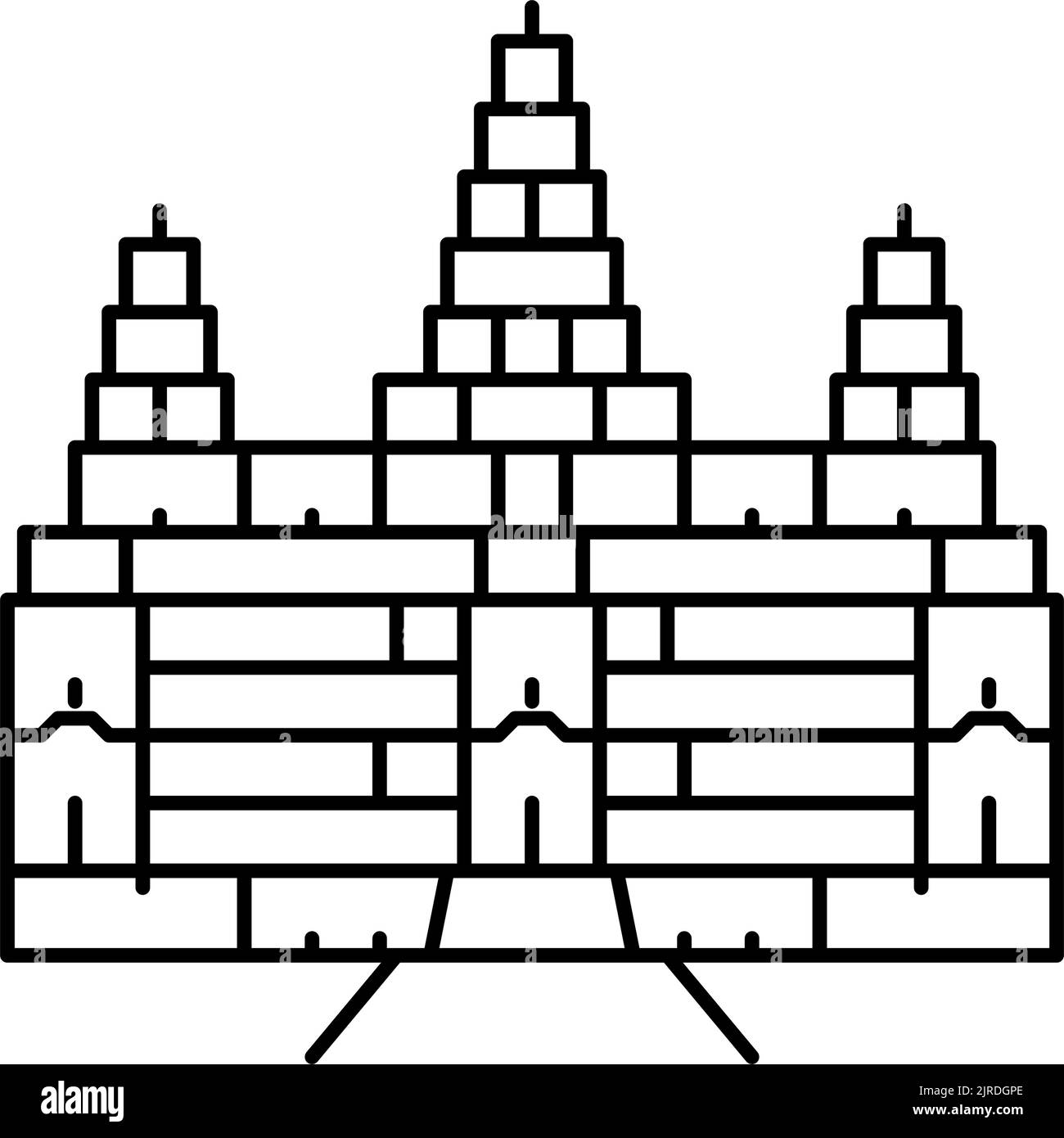 illustrazione vettoriale dell'icona della linea angkor wat Illustrazione Vettoriale