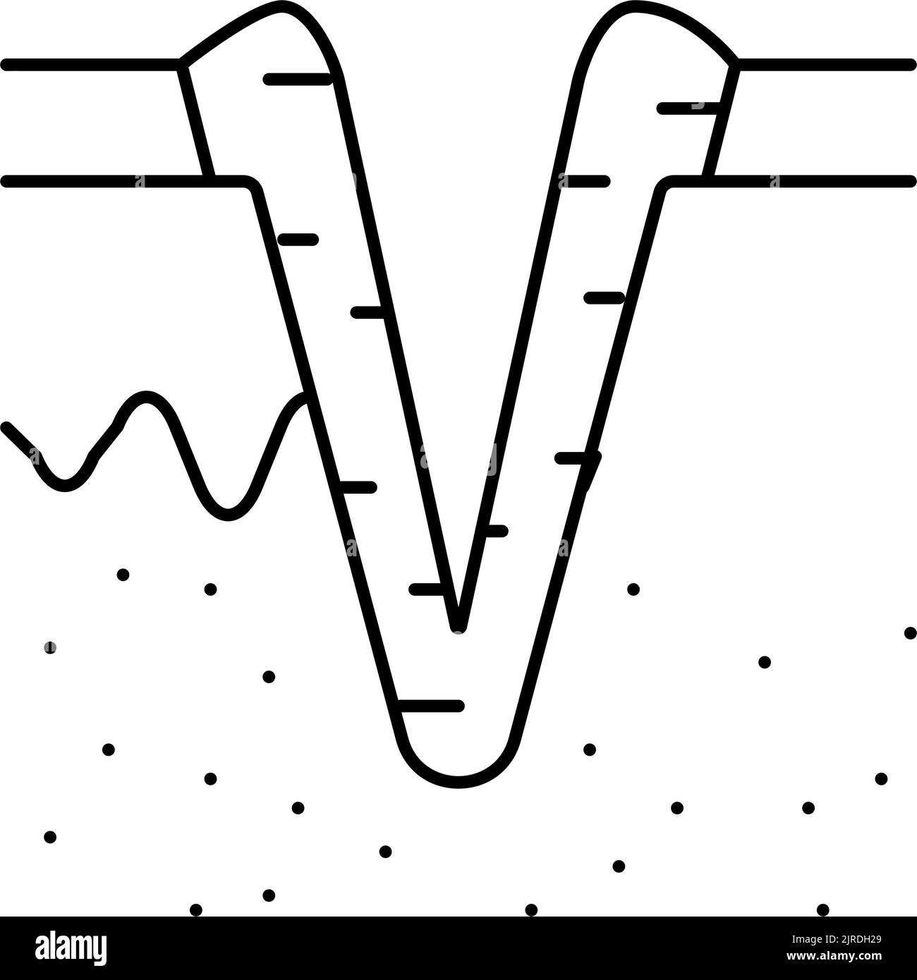 ice pick acne cicatrice linea icona vettore illustrazione Illustrazione Vettoriale
