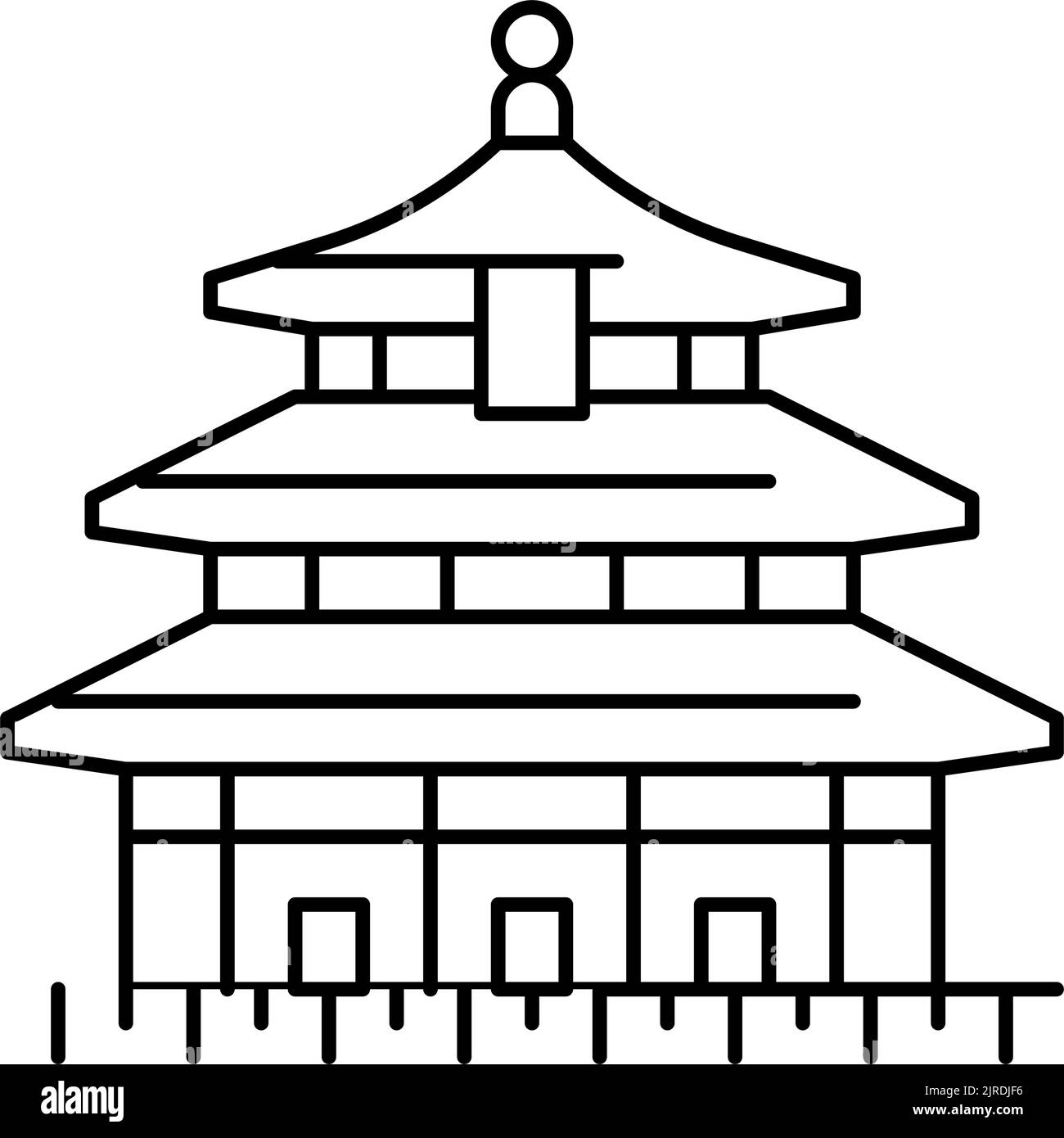 illustrazione vettoriale dell'icona della linea del tempio del paradiso Illustrazione Vettoriale