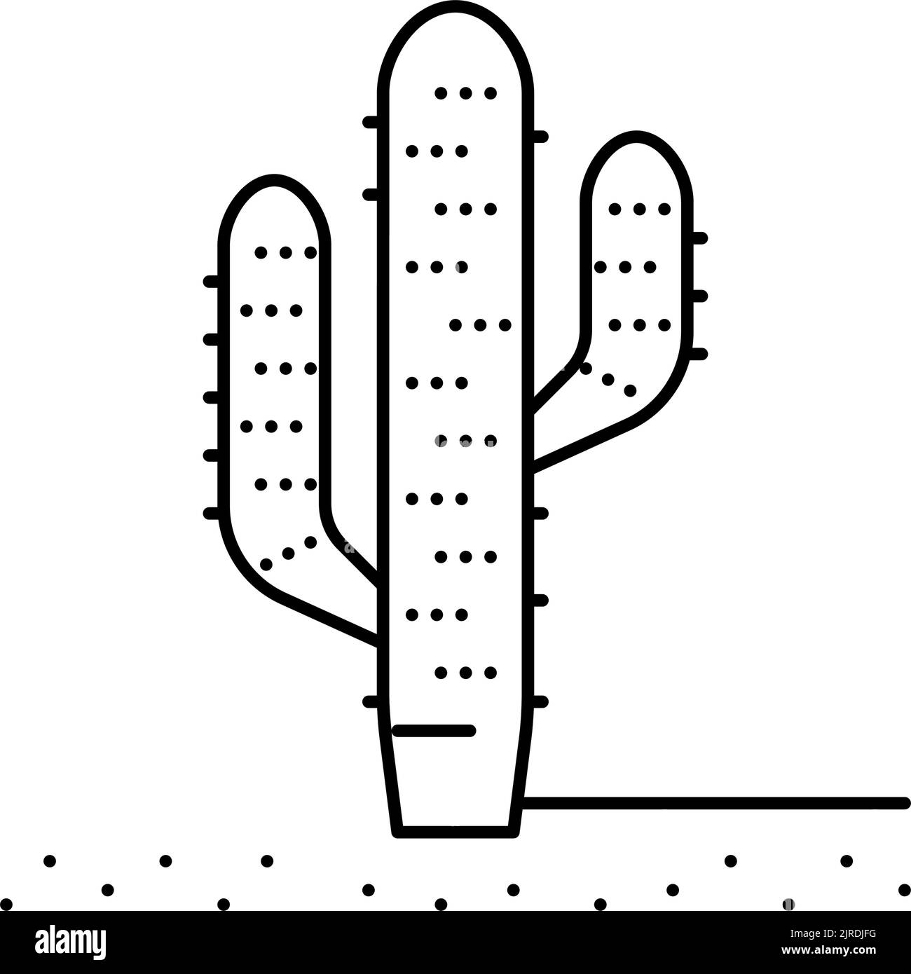 illustrazione del vettore dell'icona della linea vegetale occidentale cactus Illustrazione Vettoriale