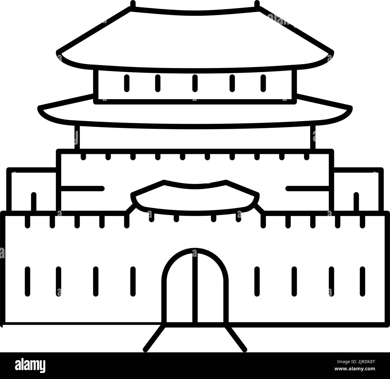 hwaseong linea fortezza icona vettore illustrazione Illustrazione Vettoriale