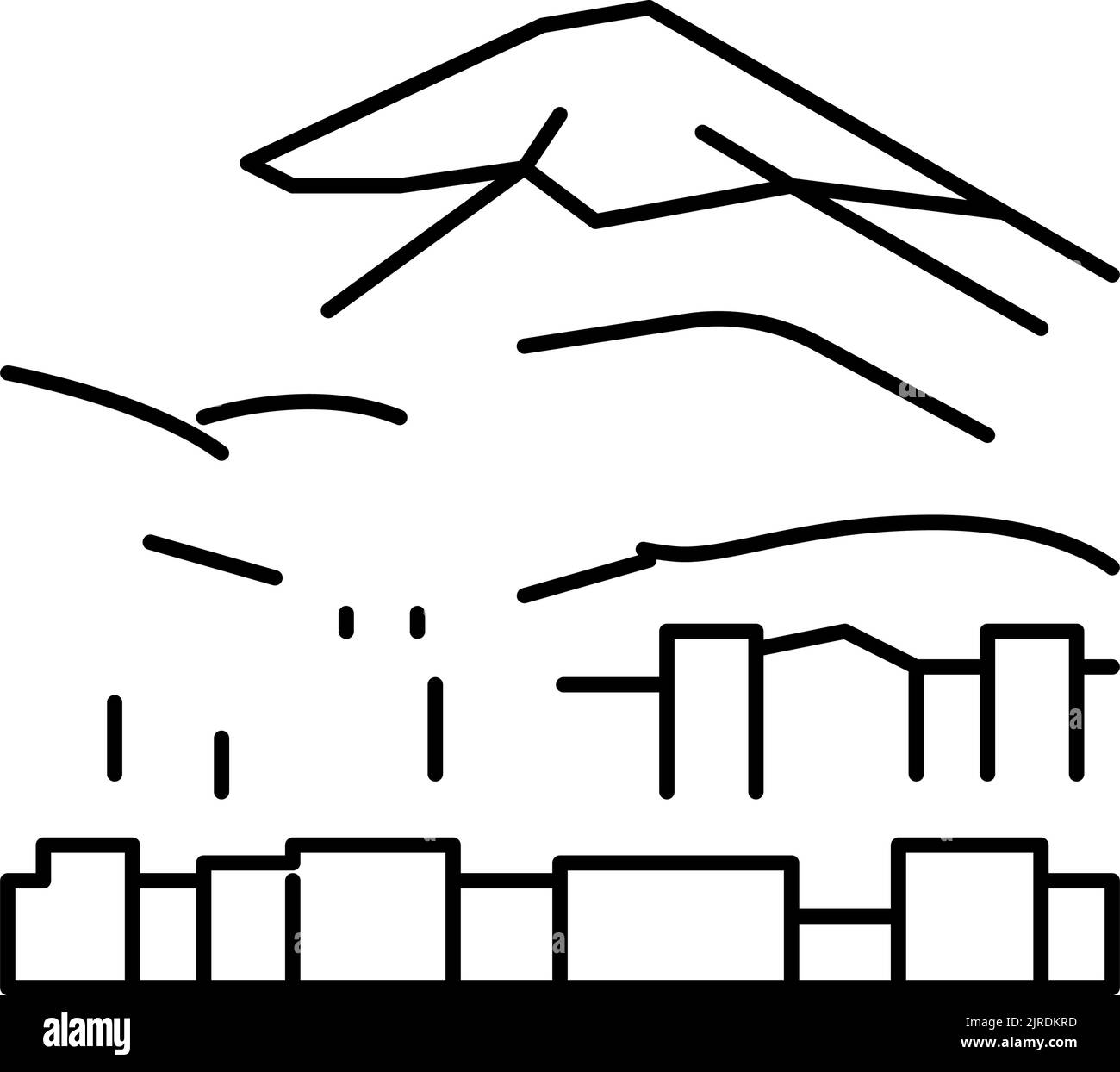 immagine vettoriale dell'icona della linea di montagna di fujiyama Illustrazione Vettoriale
