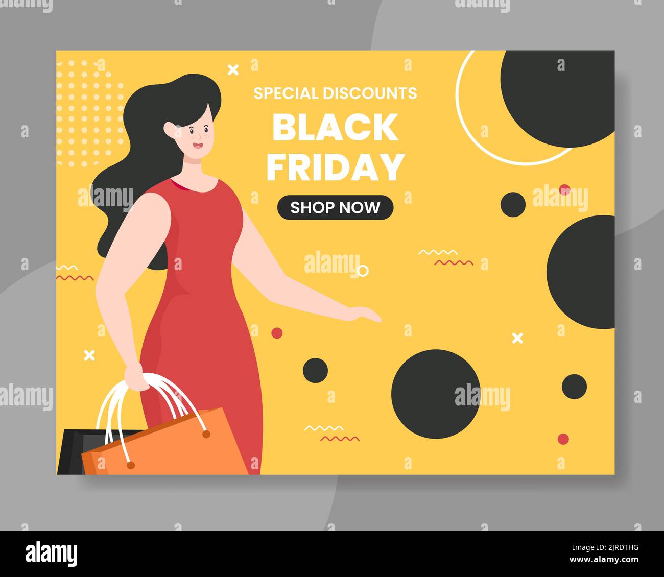 Black Friday Give Big Discount Photocall modello disegnato a mano Cartoon Flat Illustrazione Illustrazione Vettoriale