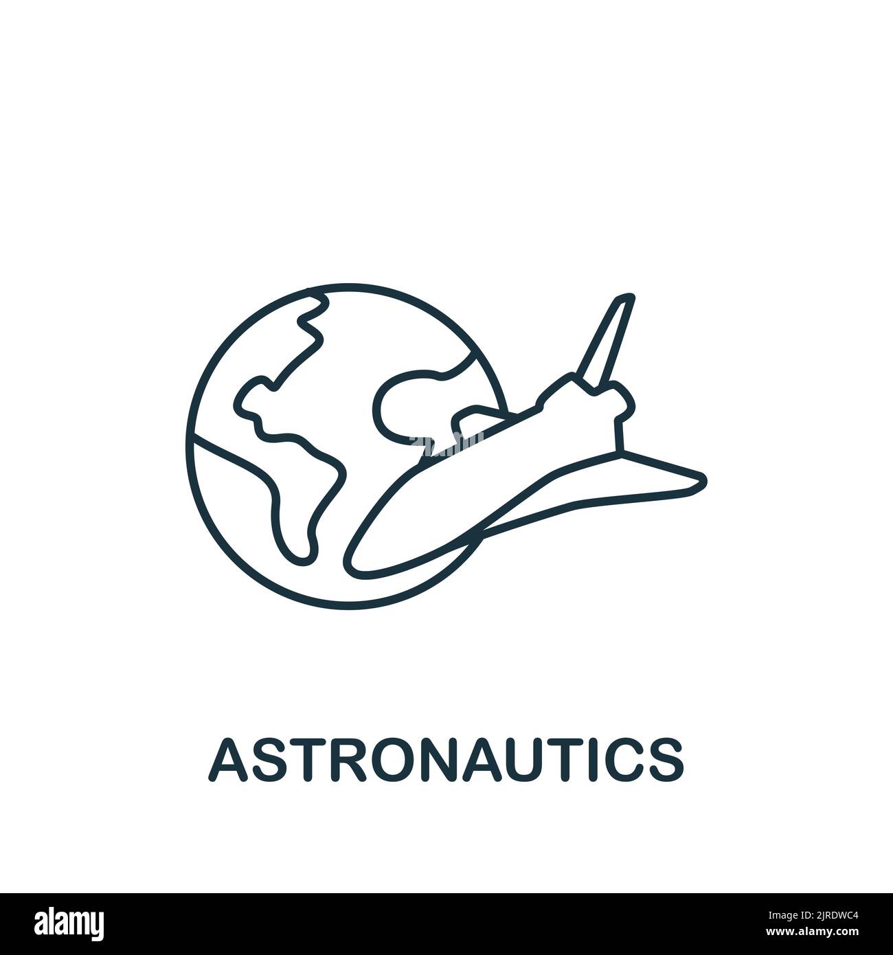 Icona astronautica. Icona della linea Simple Science per modelli, web design e infografiche Illustrazione Vettoriale
