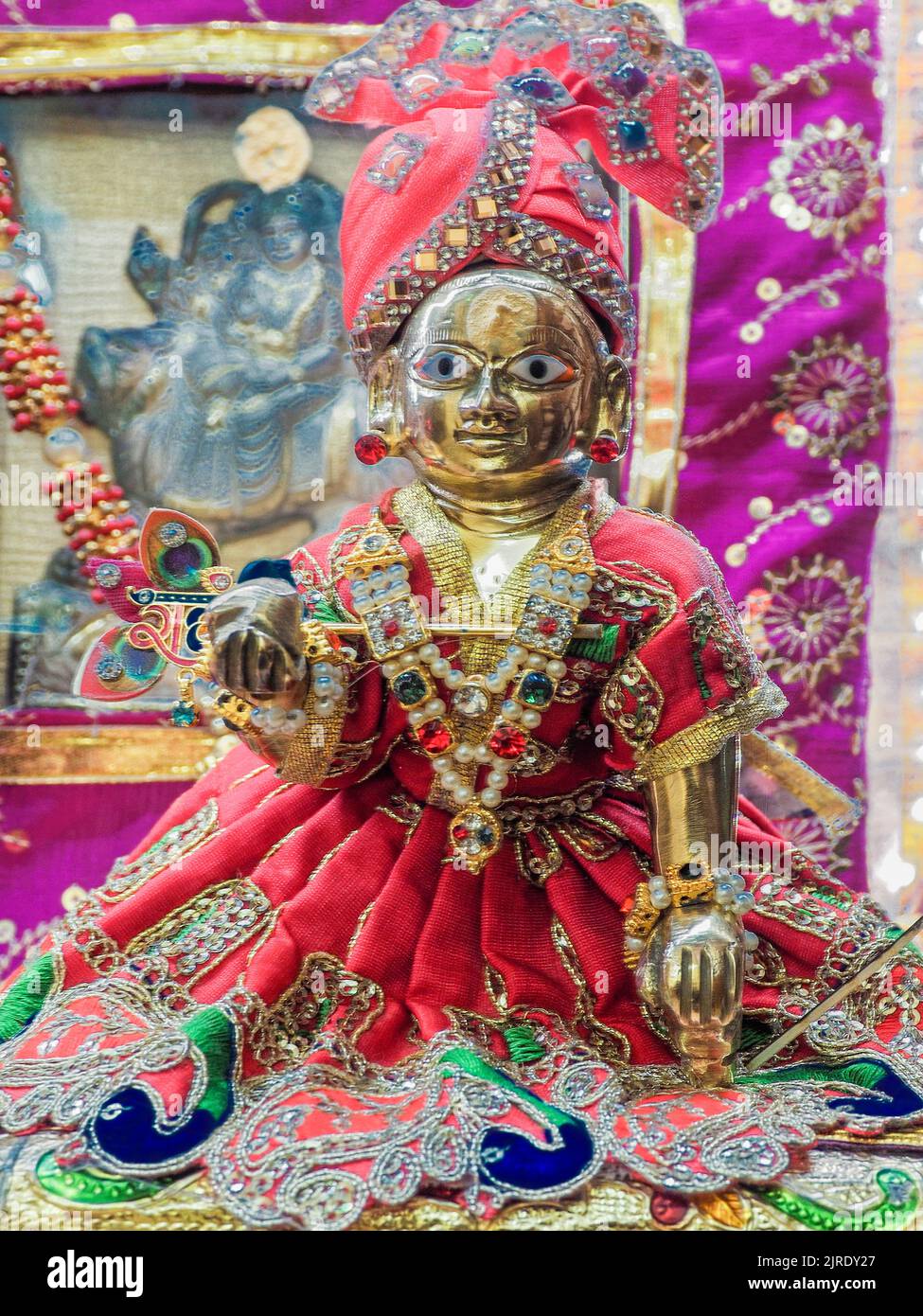 02 07 2022 Panch dhatu Idol of Lord Bal Krishna , Lord Krishna , statua all'interno di Home Temple India , Asia Foto Stock