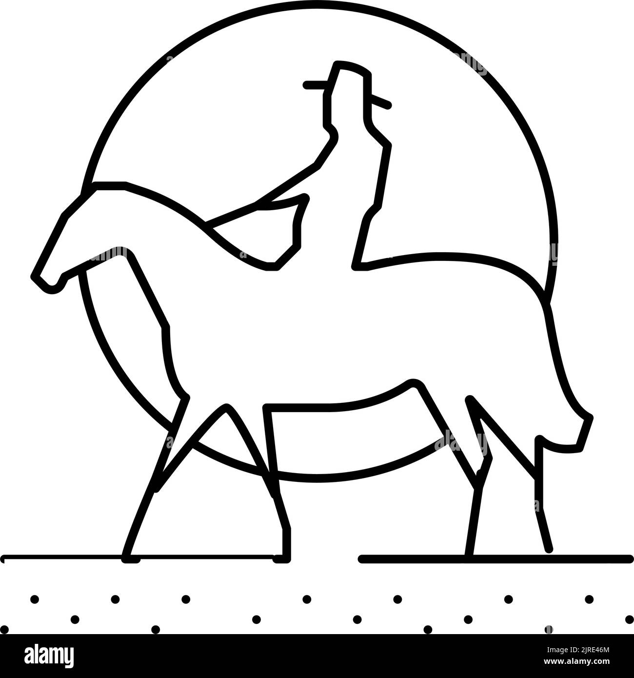 western cowboy cavalcare cavallo sulla linea del tramonto immagine vettoriale icona Illustrazione Vettoriale